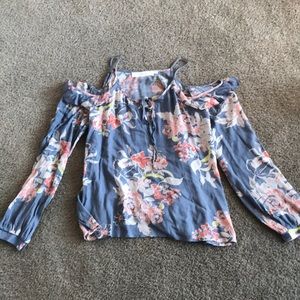 ASTR The Label Cold Shoulder Floral Blouse